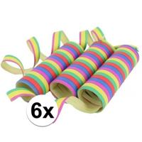 Party Serpentines - 6x rollen - gekleurde papier stroken mix - versiering - feestartikelen