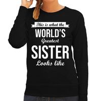 Worlds greatest sister / zus cadeau sweater zwart voor dames 2XL  - - thumbnail
