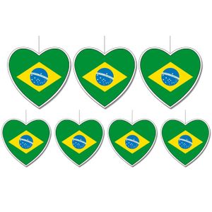 7-delige hou van Brazilie versiering set hartjes van 14 cm en 28 cm