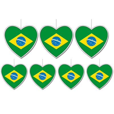 7-delige hou van Brazilie versiering set hartjes van 14 cm en 28 cm
