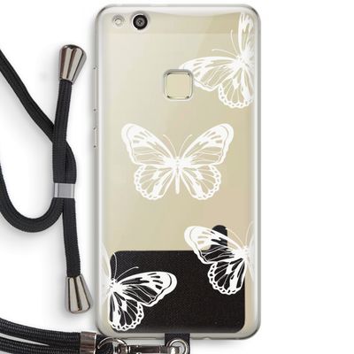 White butterfly: Huawei Ascend P10 Lite Transparant Hoesje met koord