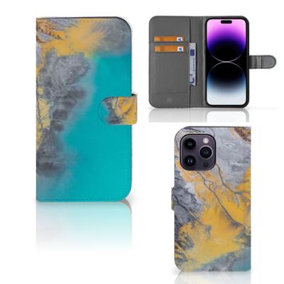 iPhone 15 Pro Max | Bookcase | Marble Blue Gold