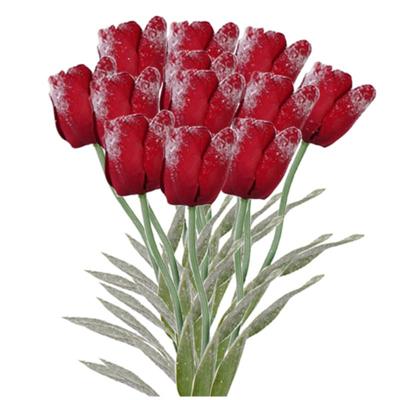 Bellatio Flowers & Plants Kunstbloem - 12x - tulp - iced afwerking - 65 cm - polyster - kunsttulp Bellatio Flowers & Plants Kunstbloem - 12x - tulp - iced afwerking - 65 cm - polyster - kunsttulp