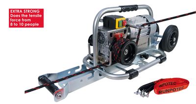 Elektrische treklier voor polyester trektouw CW 800 E inclusief trolley en spanband Runpotec