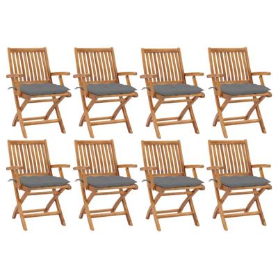 Tuinstoelen 8 st inklapbaar met kussens massief teakhout