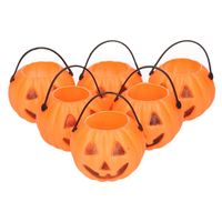 6x Halloween trick or treat mini pompoen emmers 5 cm