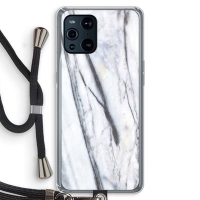 Gestreepte marmer: Oppo Find X3 Transparant Hoesje met koord