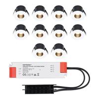 Set van 10 Betty LED Mini Inbouwspots met Trafo - 12 Volt 3 Watt 140 lumen - Verzonken - Plat 37mm - 2700K - IP44 waterdicht - Niet Dimbaar - Wit