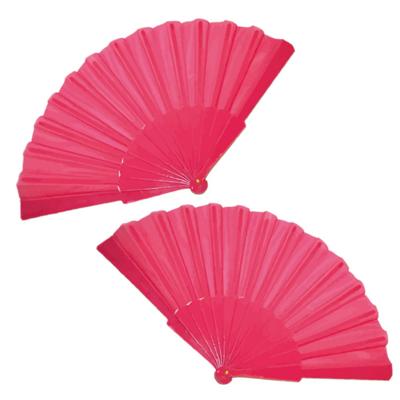 Handwaaier/Spaanse waaier - 2x stuks - roze - polyester - Verkoeling in de zomer - 41 x 22 cm