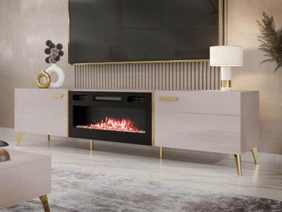 Tv-meubel met haard PICSOU 200 cm kasjmier/goud