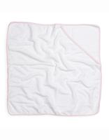 Towel City TC36 Babies Hooded Towel - White/Pink - 75 x 75 cm