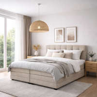 2-Persoons Elektrische Boxspring Lucca - Beige - Beige 160x200 Cm - - Inclusief Topper - Dekbed-Discounter.nl