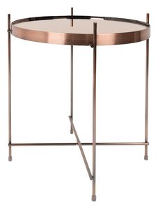 Zuiver Ronde Bijzettafel 'Cupid' Glas, 43cm, kleur Koper