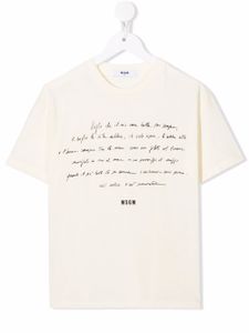 MSGM Kids t-shirt à logo imprimé - Tons neutres