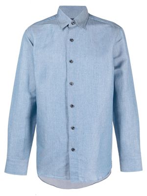 Brioni chemise en coton à col pointu - Bleu