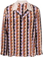 Valentino Garavani chemise en soie à imprimé graphique - Marron