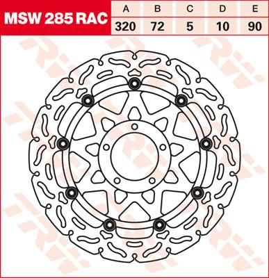 TRW Remschijf, remschijven voor de moto, MSW285RAC