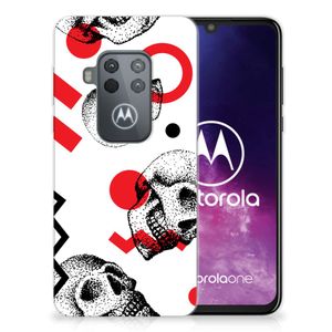 Silicone Back Case Motorola One Zoom Skull Red