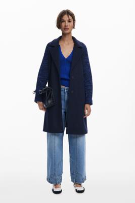 Gecombineerde wollen jas - BLUE - L