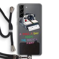 Smile: Samsung Galaxy S21 Plus Transparant Hoesje met koord