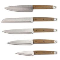 Set van 5 messen - LIVOO - MEC129 - Messen: chef-kok, brood-, keuken-, snij- en schilmessen - Roestvrij staal - Handvat van beukenhout