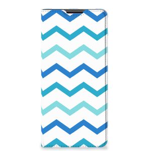 Motorola Edge 30 Pro Hoesje met Magneet Zigzag Blauw