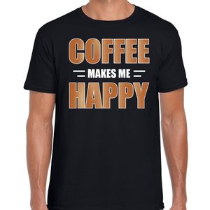 Coffee makes me happy t-shirt / kleding zwart voor heren