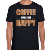 Coffee makes me happy t-shirt / kleding zwart voor heren - thumbnail