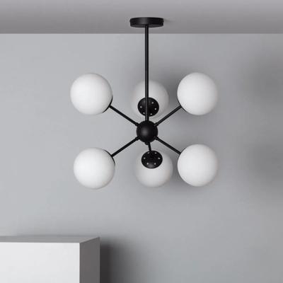 Hanglamp bollen zwart opaal glas e27 &apos;Meta&apos; rond 60cm