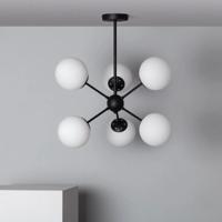 Hanglamp bollen zwart opaal glas e27 &apos;Meta&apos; rond 60cm