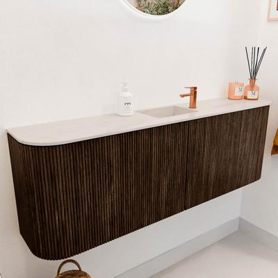 Toiletmeubel Mondiaz Joya Dlux | 123.2 cm | Meubelkleur Walnut | Faye wastafel Meli Wasbak Midden | 1 kraangat