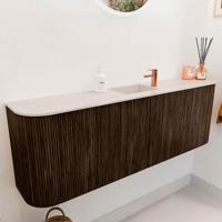 Toiletmeubel Mondiaz Joya Dlux | 123.2 cm | Meubelkleur Walnut | Faye wastafel Meli Wasbak Midden | 1 kraangat