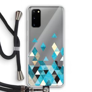 Gekleurde driehoekjes blauw: Samsung Galaxy S20 Transparant Hoesje met koord