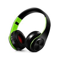 HIFI stereo draadloze Bluetooth hoofdtelefoon voor Xiaomi iPhone Sumsamg Tablet met mic ondersteuning SD-kaart & FM (groen zwart)