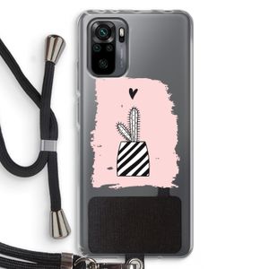 Zwart-wit cactus: Xiaomi Redmi Note 10 Pro Transparant Hoesje met koord