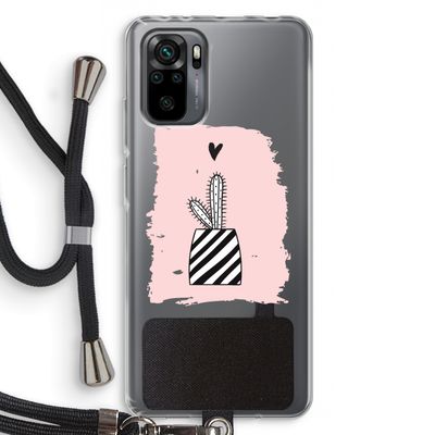 Zwart-wit cactus: Xiaomi Redmi Note 10 Pro Transparant Hoesje met koord