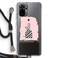 Zwart-wit cactus: Xiaomi Redmi Note 10 Pro Transparant Hoesje met koord