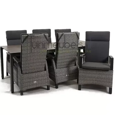 Tuinstoel Prato Brick wicker met GOA HPL 220 cm donker grijs