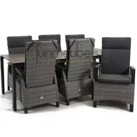 Tuinstoel Prato Brick wicker met GOA HPL 220 cm donker grijs