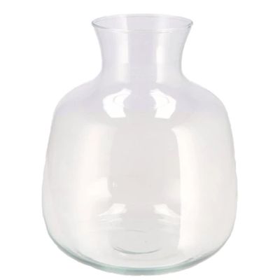 Bloemenvaas Mira - fles vaas model - transparant glas - D24 x H28 cm