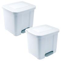 2x vuilnisbak/pedaalemmer - 2-vaks - wit - 35 liter - 43 x 38 x 38 cm - kunststof 2x vuilnisbak/pedaalemmer - 2-vaks - wit - 35 liter - 43 x 38 x 38 cm - kunststof