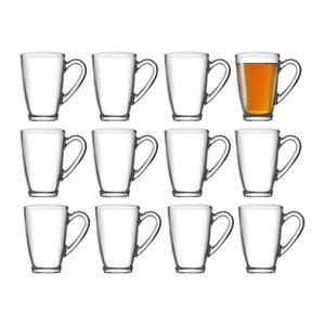 Pasabahce Koffie/thee glazen Jasmin - set 12x stuks - transparant glas - 330 ml