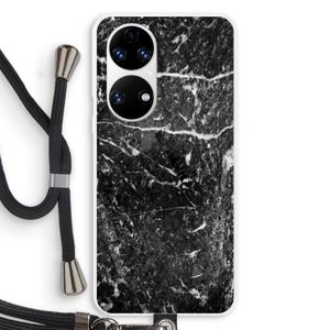 Zwart marmer: Huawei P50 Transparant Hoesje met koord