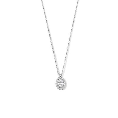 Ketting Halo zilver-zirconia wit 1 mm 41 + 4 cm
