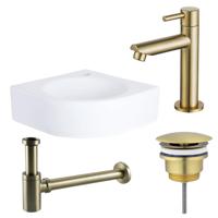 QeramiQ Fuente fonteinset - 30x30x10cm - 1 kraangat - hoek - keramiek - fonteinkraan messing geborsteld - glans wit SW696238/SW696208/SW696218/SW679885 QeramiQ Fuente fonteinset - 30x30x10cm - 1 kraangat - hoek - keramiek - fonteinkraan messing geborsteld - glans wit SW696238/SW696208/SW696218/SW679885