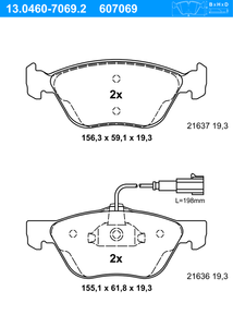 Remblokkenset, schijfrem ATE, u.a. für Fiat, Alfa Romeo, Lancia