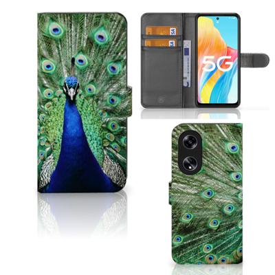 OPPO Reno8 T 5G | Telefoonhoesje | Met pasjeshouder | Pauw