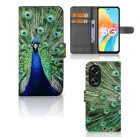 OPPO Reno8 T 5G | Telefoonhoesje | Met pasjeshouder | Pauw