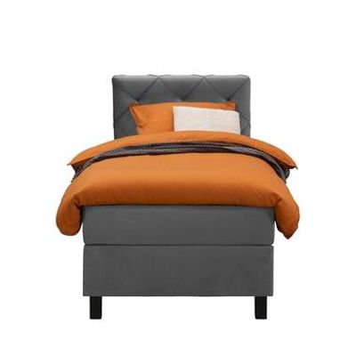 Boxspring Liv geruit - grijs - 90x200 cm - vierkante poot - Leen Bakker