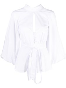 STAUD Danica cut-out belted blouse - Blanc